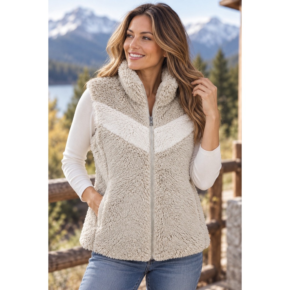 Patagonia Women Large Los Gatos Fleece Vest Full Zip High Pile Sherpa Fall Layer